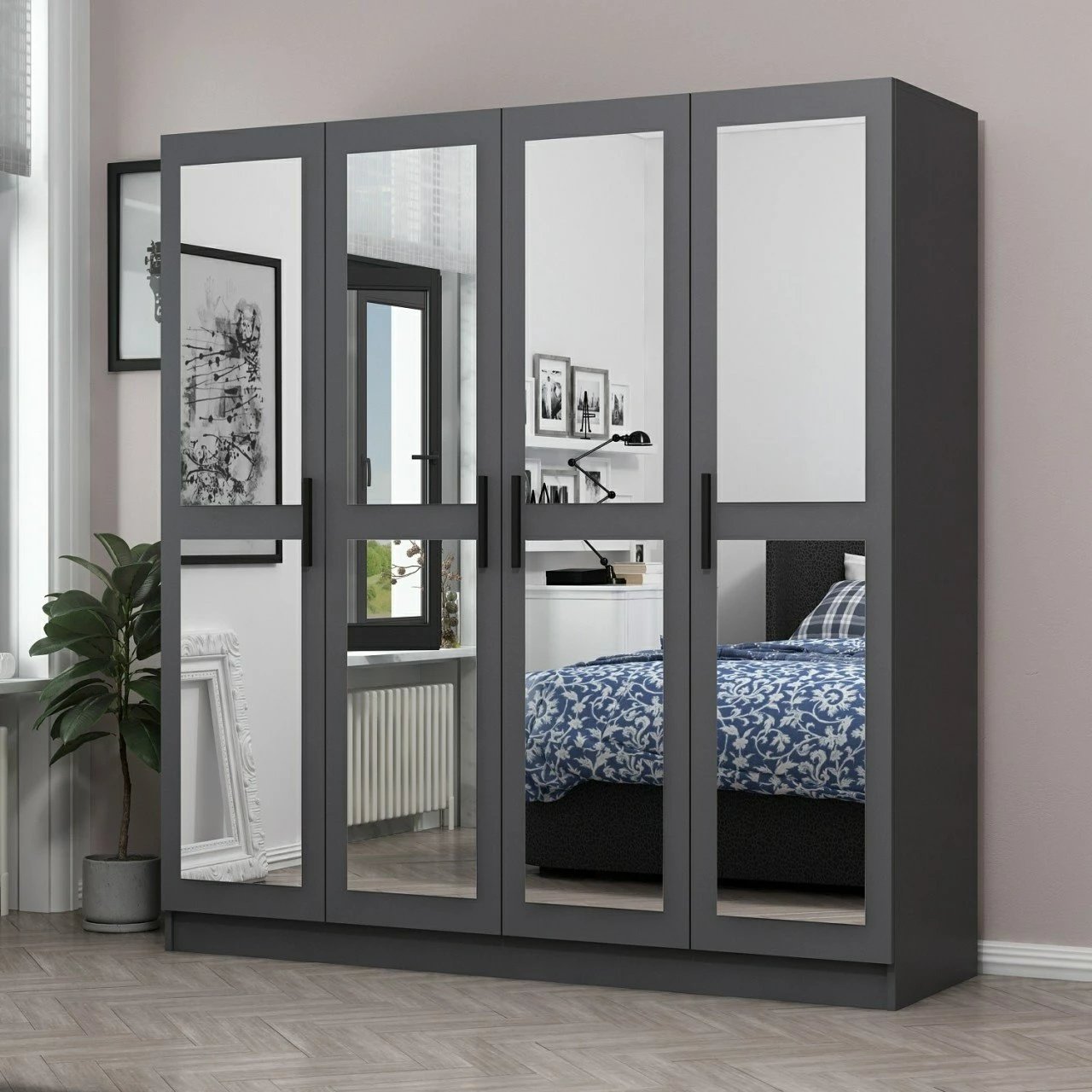 Dollap i madh për dhomë gjumi, ngjyrë antracit, Skye Decor - 4985