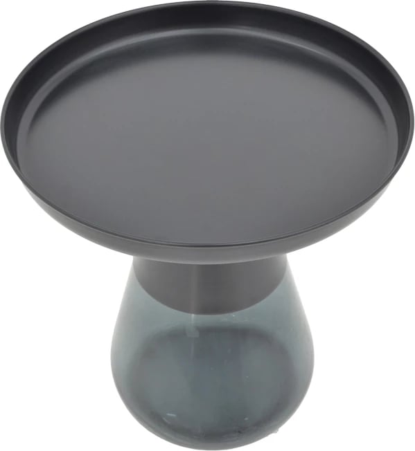 Set tavolinash kafeje Kunlo Inart 2 copë metal i zi-xham i zi