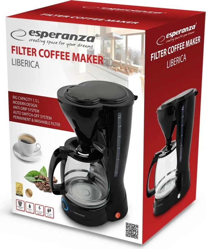 Makinë kafeje drip Esperanza EKC009, 1.5L, e zezë