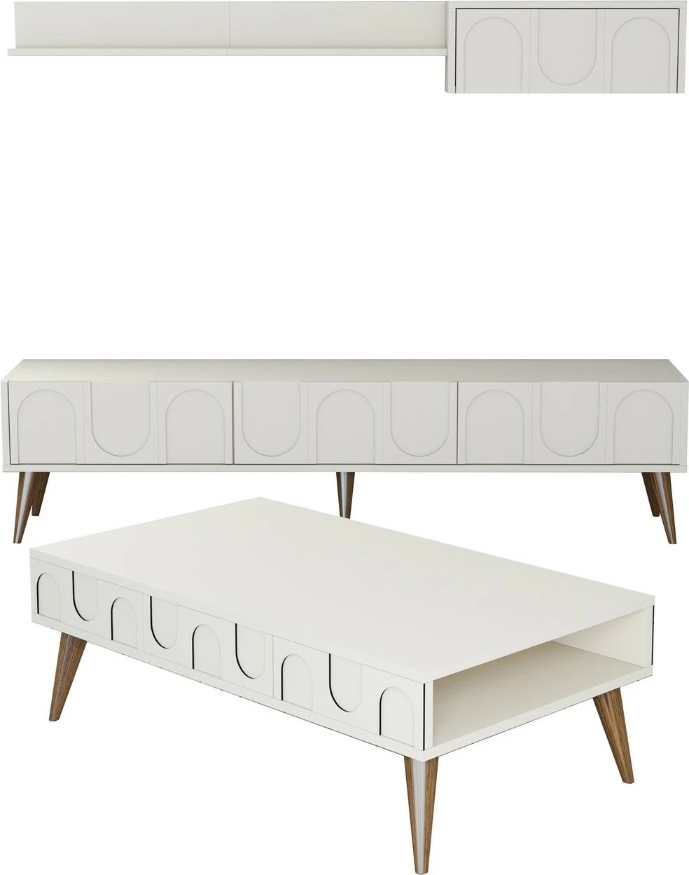 Set mobiljesh për dhomë dite Skye Decor, Lyon 3, krem, arre