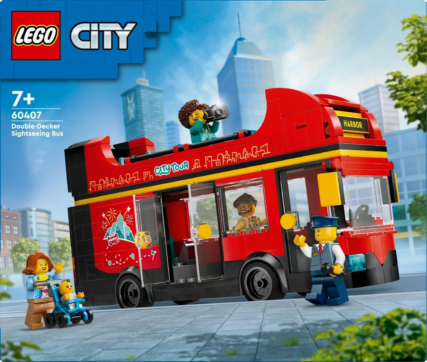 Set lodrash LEGO City 60407, autobus dy-katësh, i kuq, 384 pjesë