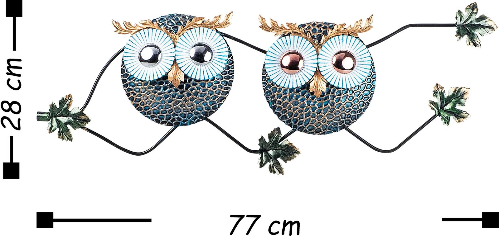 Aksesor dekorativ metalik për mur, Wallity, kukuvajka, shumëngjyrëshe, 77x28cm