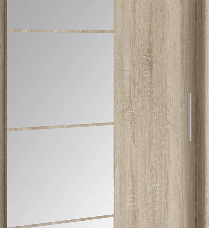 Dollap Elodie me 3 dyer rrëshqitëse me pasqyrë, ngjyrë sonoma, 200x61x216cm