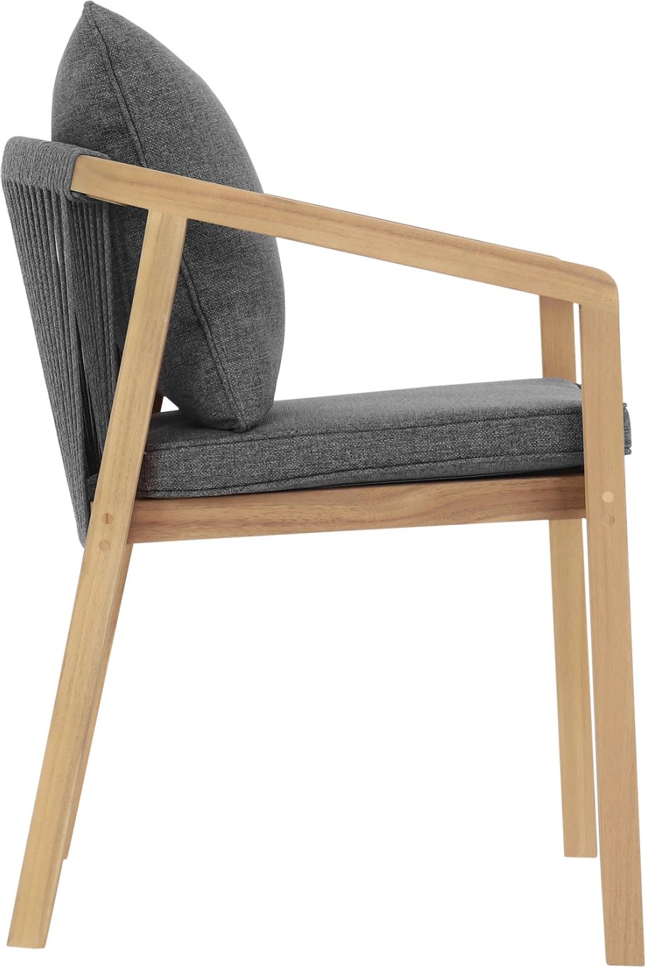 Karrige për drekë jashtë CONTREL FH6244.02, dru akacie natyrale, litar & jastëkë gri, 61x58x75cm, set prej 2 copë