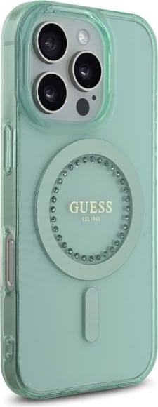 Mbështjellës Guess IML Rhinestones MagSafe për iPhone 16 Pro, Gjelbër Mbështjellës Guess IML Rhinestones MagSafe për iPhone 16 Pro, Gjelbër