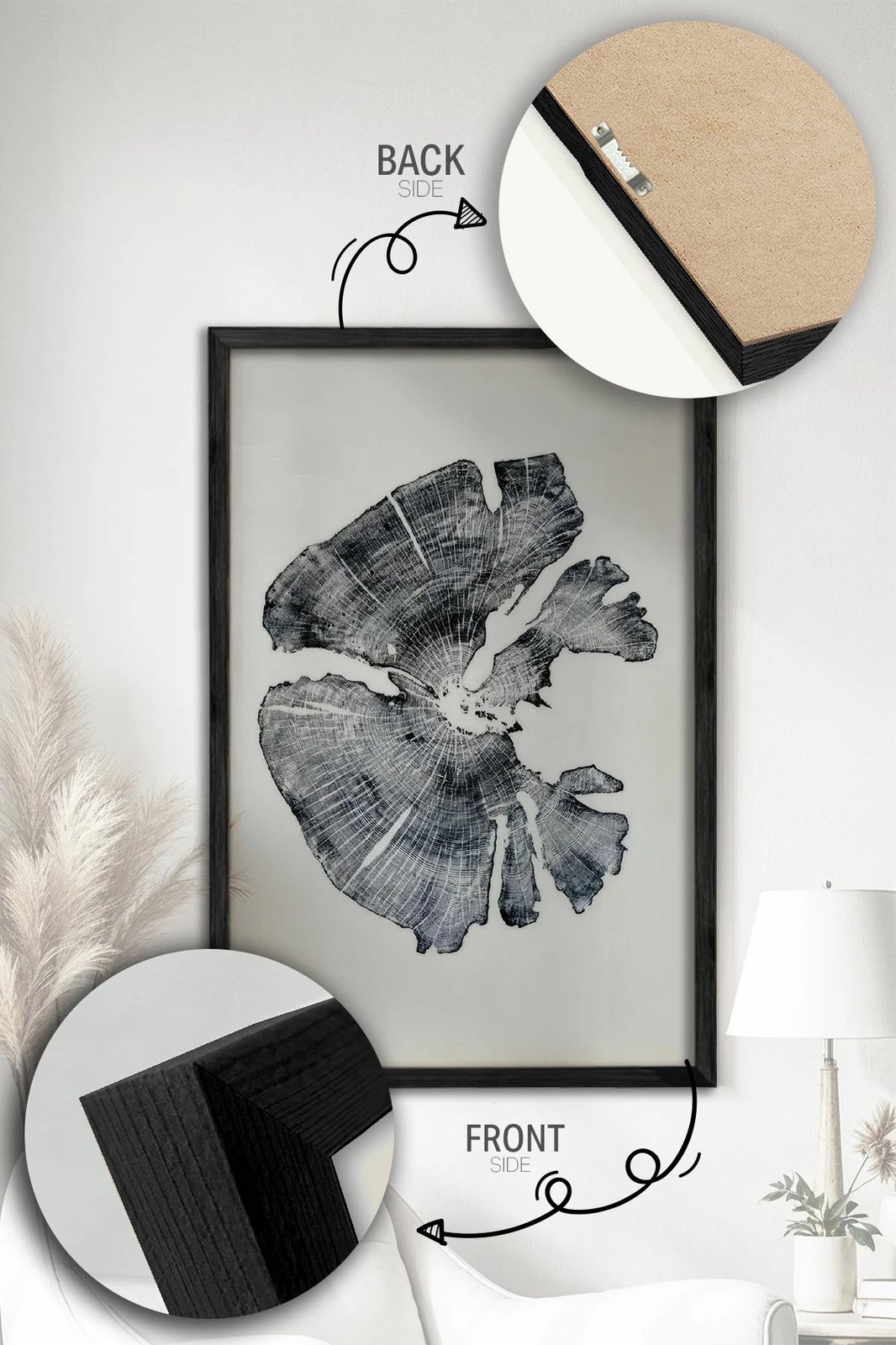 Piktura dekorative me kornizë (2 copë), Wallity, Ersy2Lımodel15-Sıyah