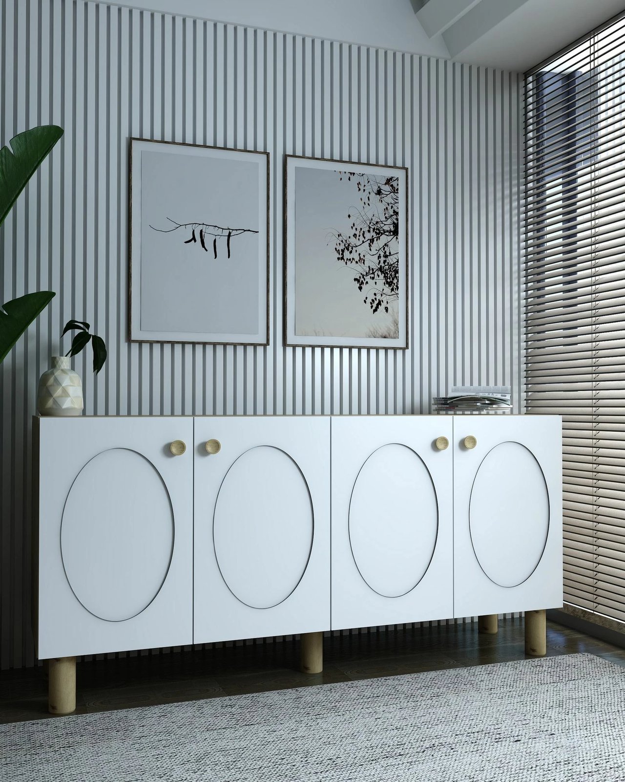 Konsol Skye Decor, Elisa KB150 Bohem, ngjyrë lis safir dhe e bardhë