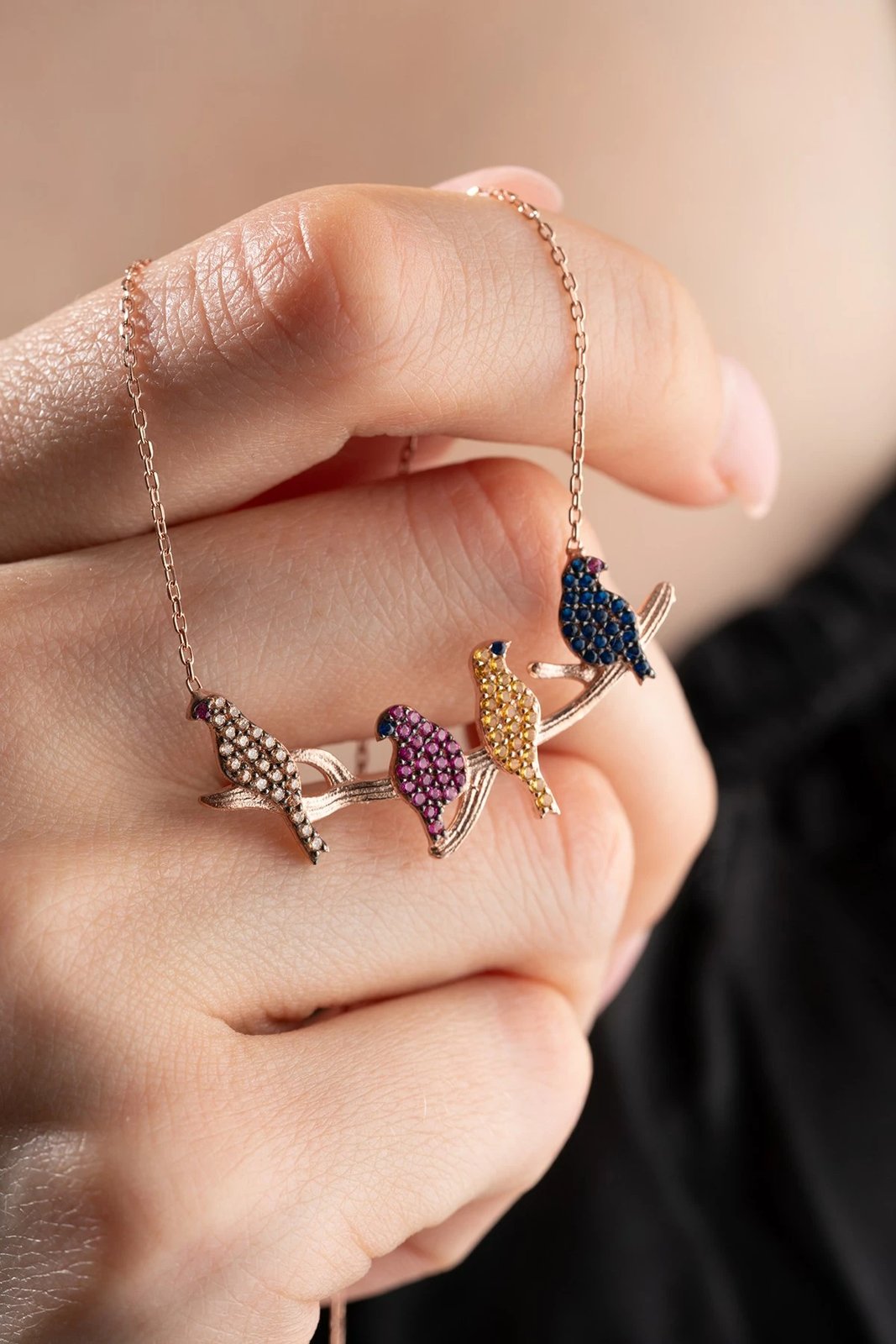 Varëse argjendi, ngjyrë rozë ari, kaltër navy dhe fuchsia, Jumeon, TRDYL679 Varëse argjendi, ngjyrë rozë ari, kaltër navy dhe fuchsia, Jumeon, TRDYL679