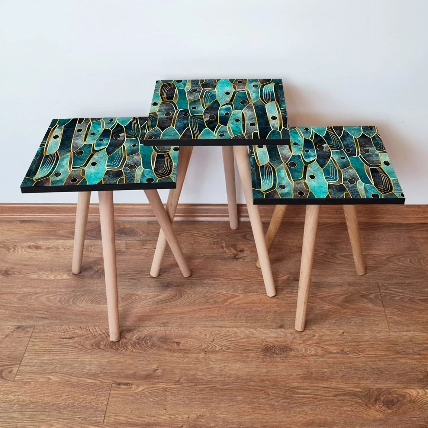 Set tavolinash ndihmëse, 3 copë, Skye Decor, blu, 3Shp387