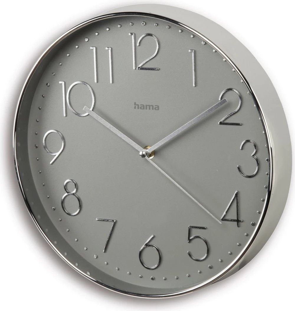 Orë muri Hama 185874, analog, 30 cm, gri-argjend
