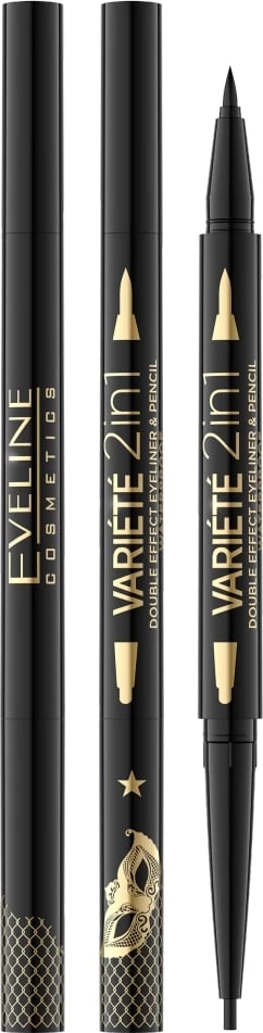 Eyeliner dhe Kajal 2 në 1 për femra Eveline Cosmetics Variety Ultra Black, 1 copë