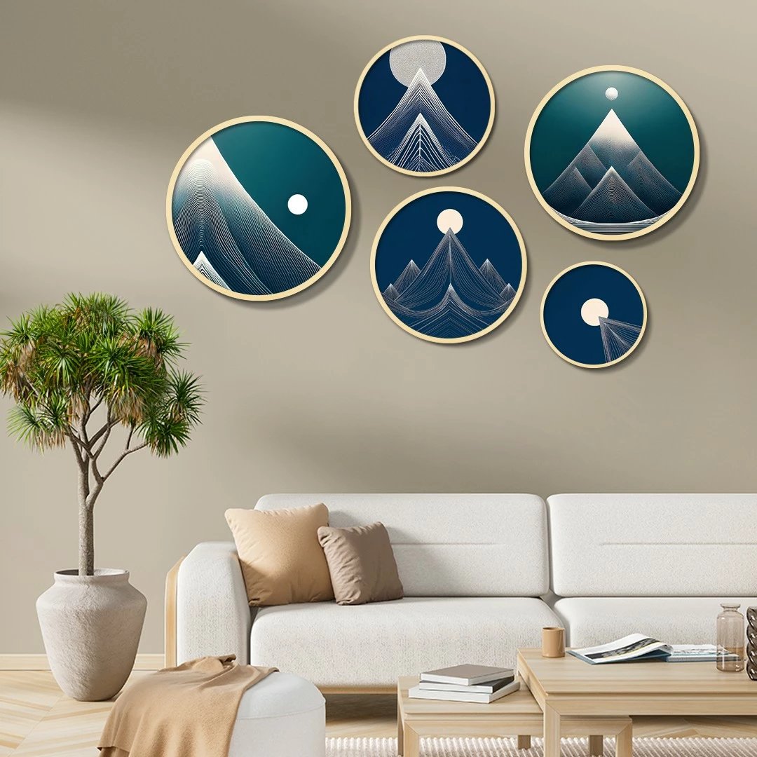 Set pikturash dekorative me kornizë MDF (5 copë), Wallity, Yats-33