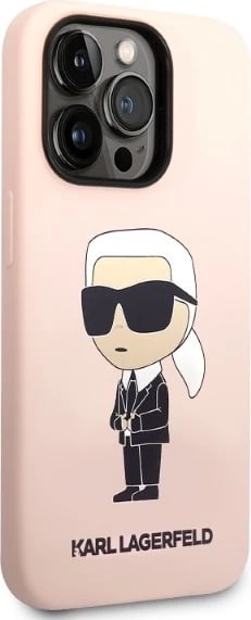 Mbështjellës Karl Lagerfeld Silicone Ikonik për iPhone 14 Pro Max, rozë