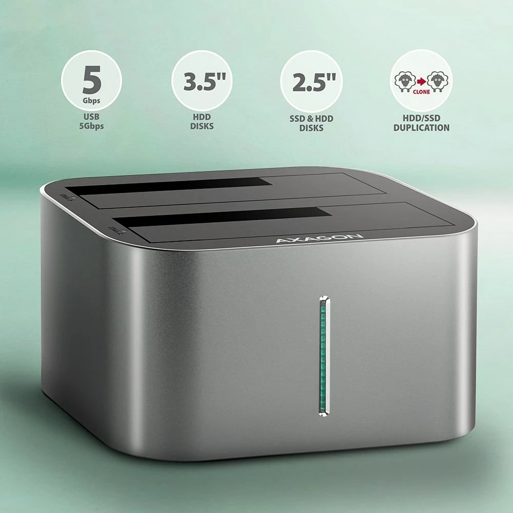 Stacion dokimi Axagon ADSA-DC, USB3.2 Gen1, 2x SATA 6G, hiri