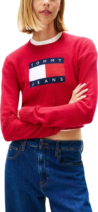 Xhemper femra Tommy Hilfiger Jeans i kuq