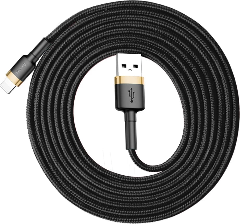 Kabllo Baseus Cafule CALKLF-CV1 USB-A në Lightning, 2m, 1.5A, e zezë dhe ar