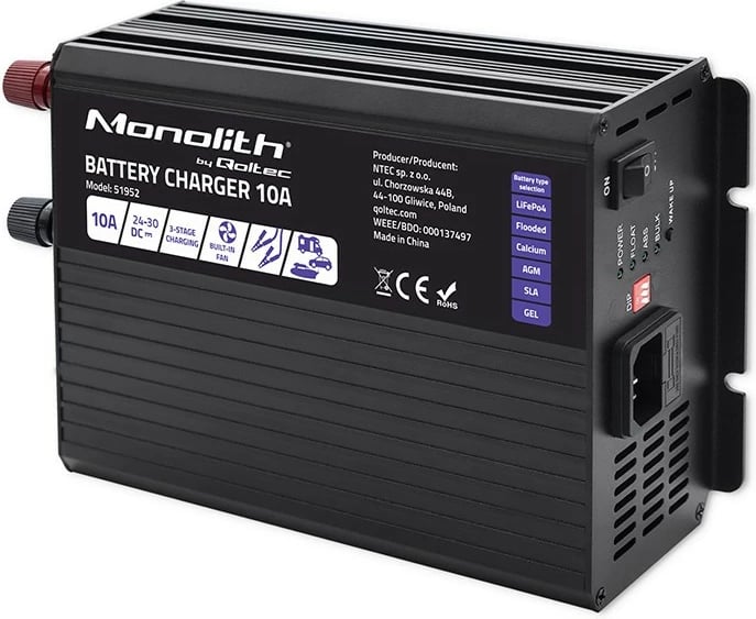 Karikues baterie Qoltec Monolith 51952, 10A, 24V, i zi