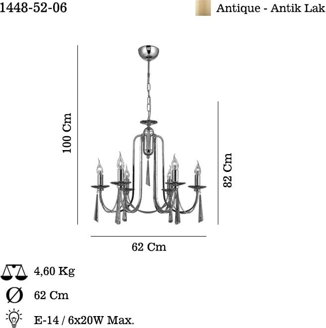 Llambë tavani Opviq Kontes, ngjyrë antike, 52-06