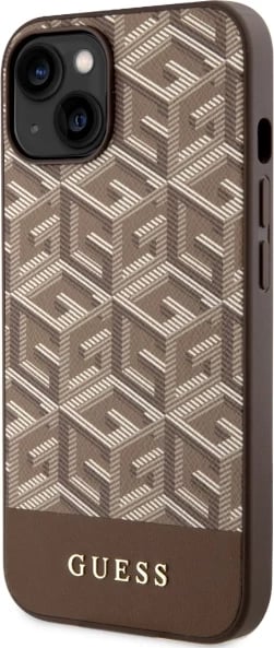 Mbështjellës Guess GCube Stripes MagSafe për iPhone 14 Plus 6.7", kafe