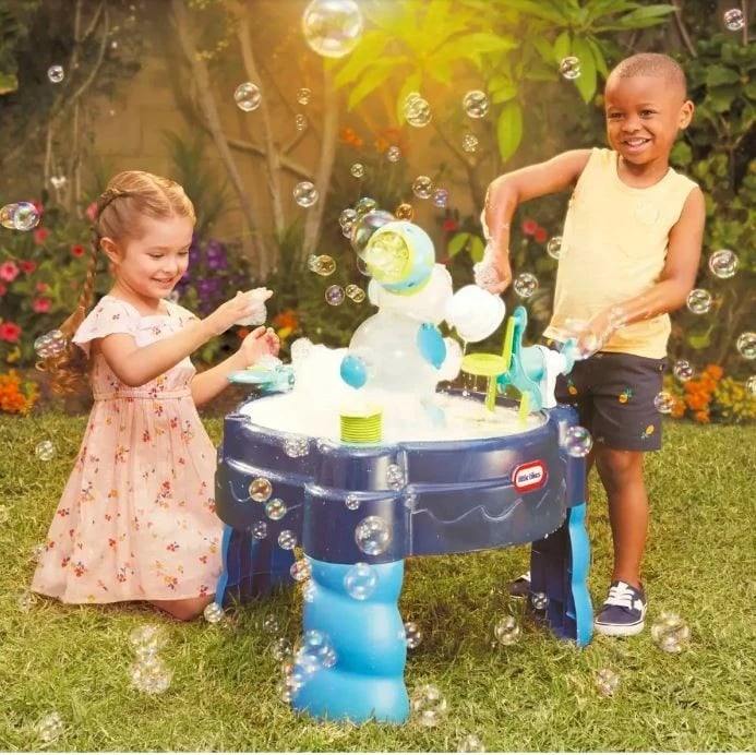 Tavolinë uji Little Tikes Water Table Bubble 3-in-1, plastike, Blu/Jeshile