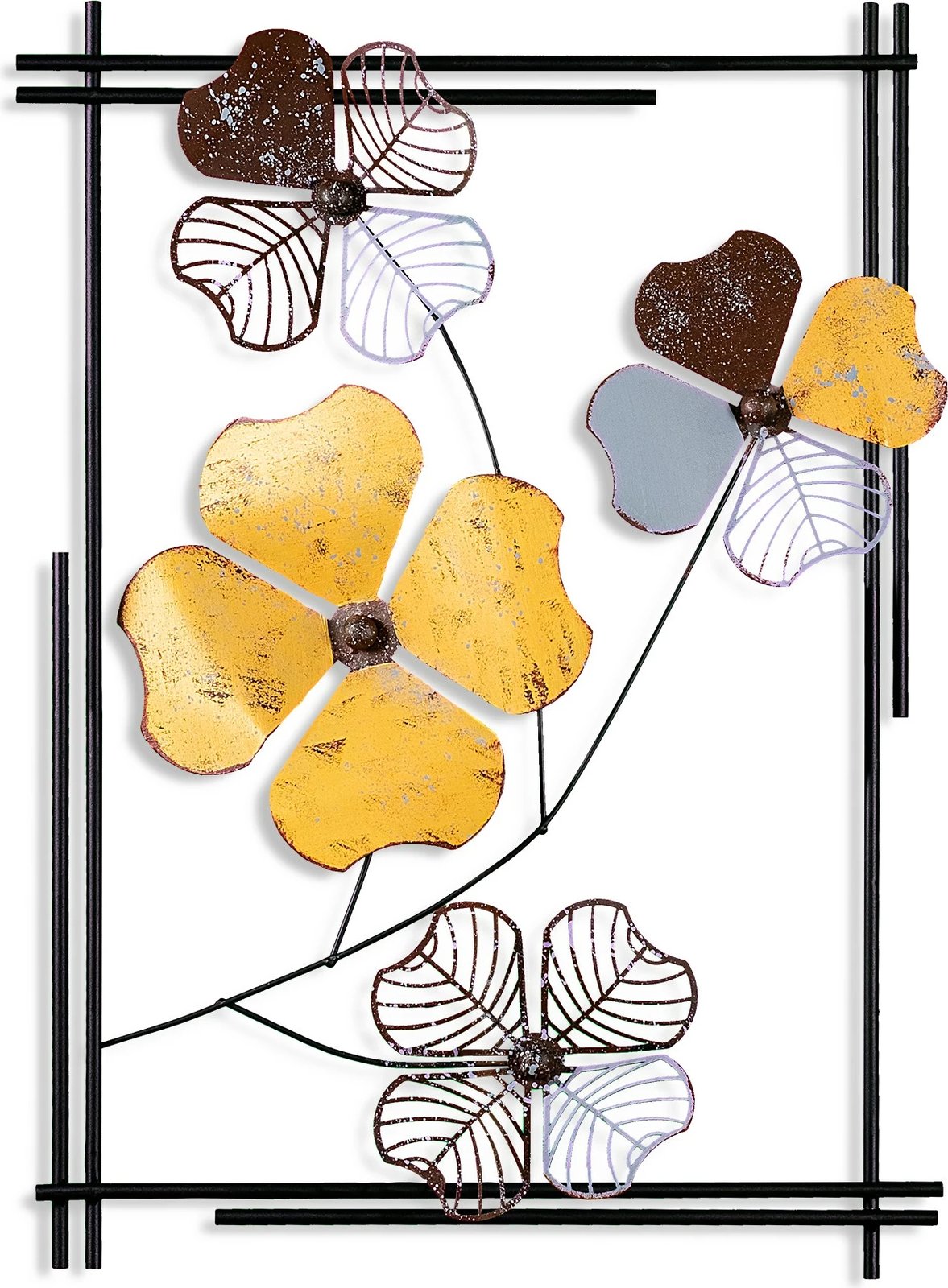 Aksesor dekorativ metalik për mur, Wallity Shannan 3, shumëngjyrësh, 50x70x4cm