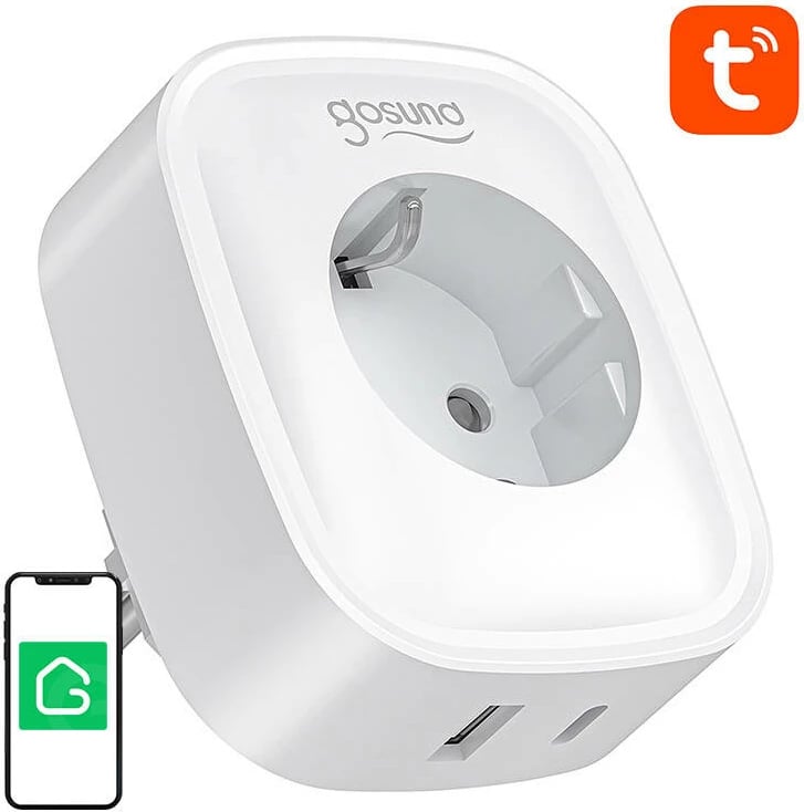Prizë smart Gosund SP6, 16A, USB-C 20W, WiFi/Bluetooth, e bardhë