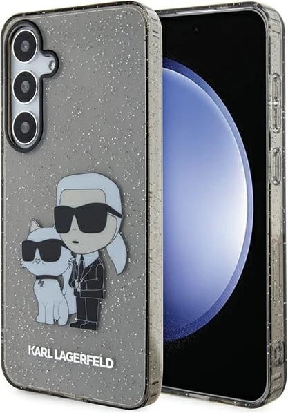 Mbështjellës Karl Lagerfeld KLHCS24MHNKCTGK për Samsung Galaxy S24+ S926, hardcase, Glitter Karl & Choupette, zi