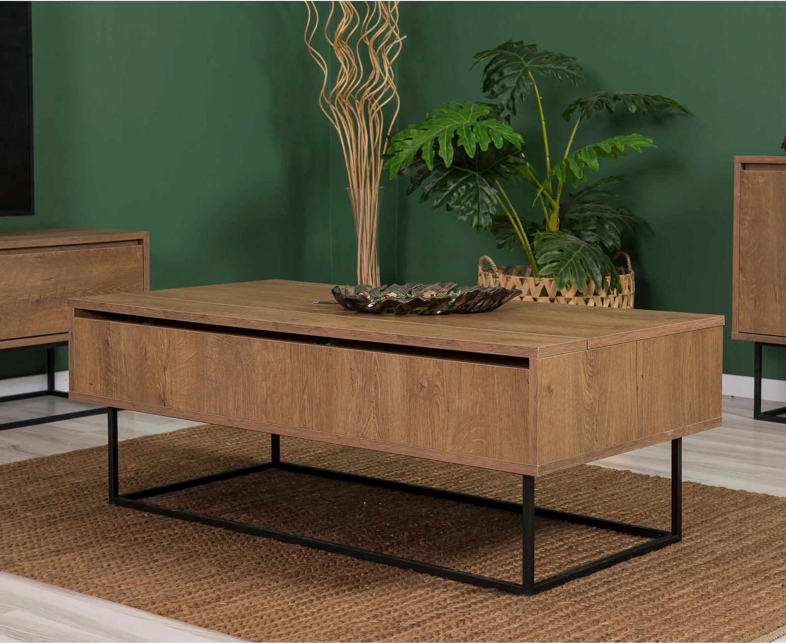 Set mobiljesh për dhomë dite, Laxus Takım 9, ngjyrë arre dhe e zezë