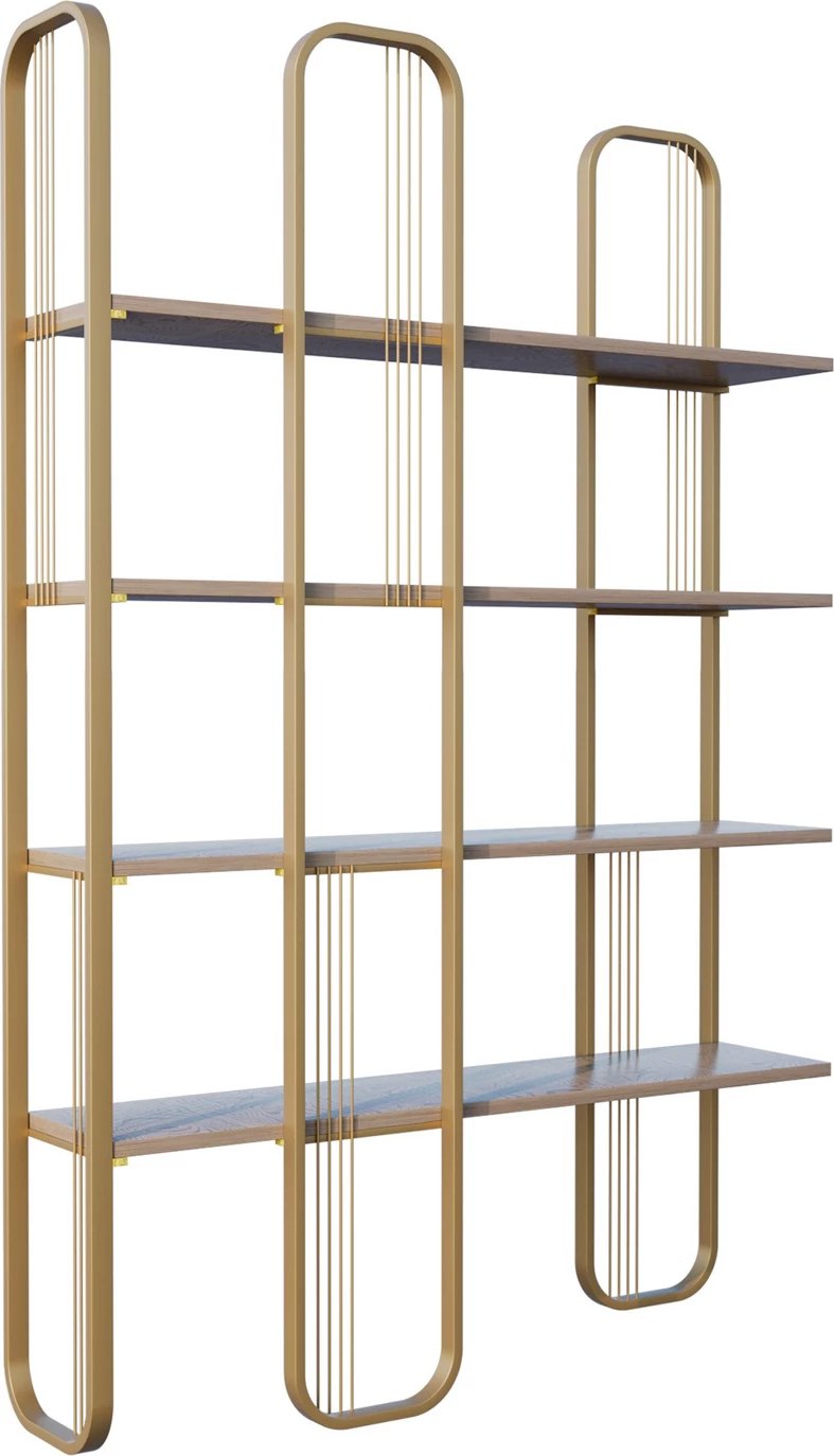 Raft librash Hanah Home, ngjyrë e verdhë, stil barok glam, 124x182x26cm