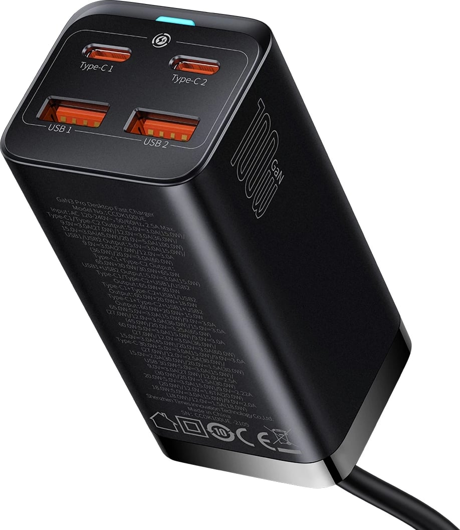 Karikues universal Baseus GaN3 Pro, 100W, 2x USB-C, 2x USB-A, i zi Karikues universal Baseus GaN3 Pro, 100W, 2x USB-C, 2x USB-A, i zi