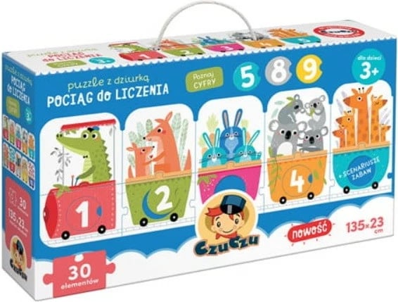 Puzzle edukativ CzuCzu 0753, tren me numra, 30 pjesë, shumëngjyrësh
