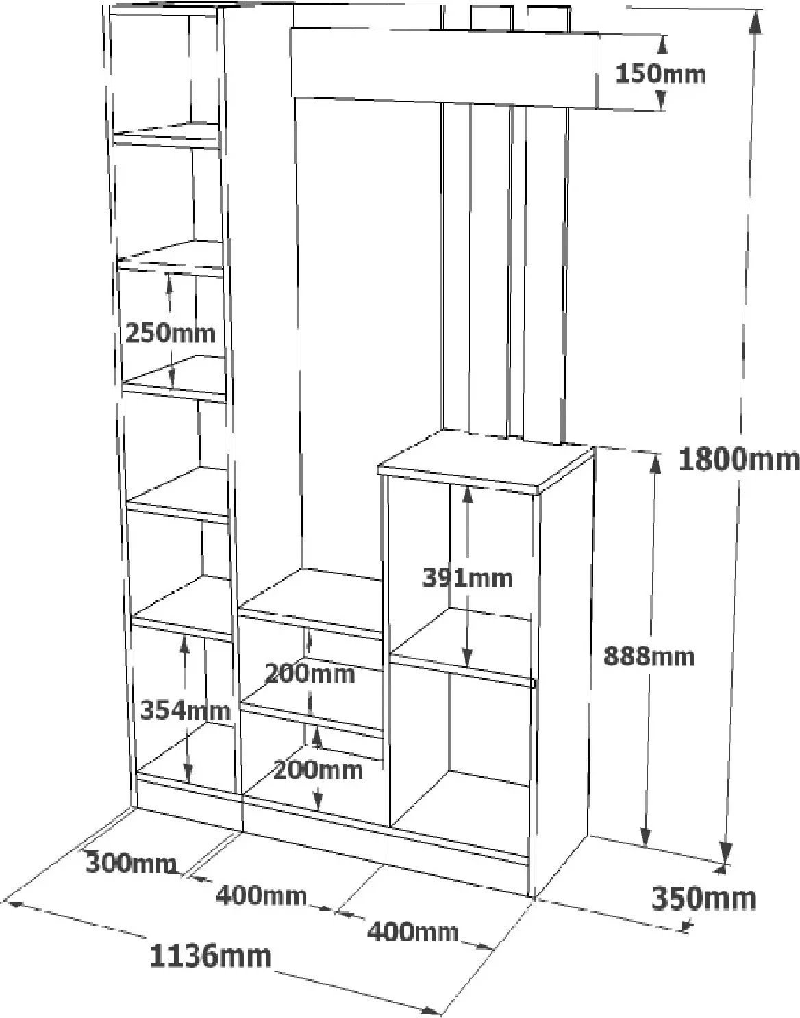 Stendë korridori, ngjyrë e bardhë, Skye Decor, DD7-W