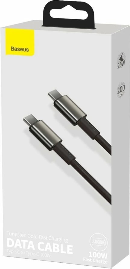Kabllo Baseus CATWJ-A01 USB-C në USB-C, 2m, 100W, e zezë