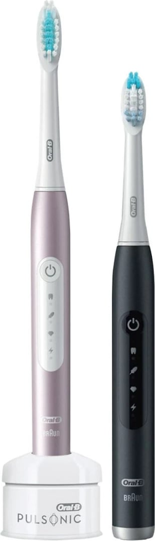 Furçë dhëmbësh sonike Oral-B Pulsonic Slim Luxe 4900, dy copë, e zezë, rozë