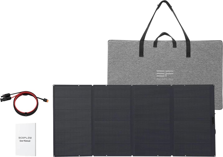 Panel diellor EcoFlow 400W, palosshëm, IP67, i zi