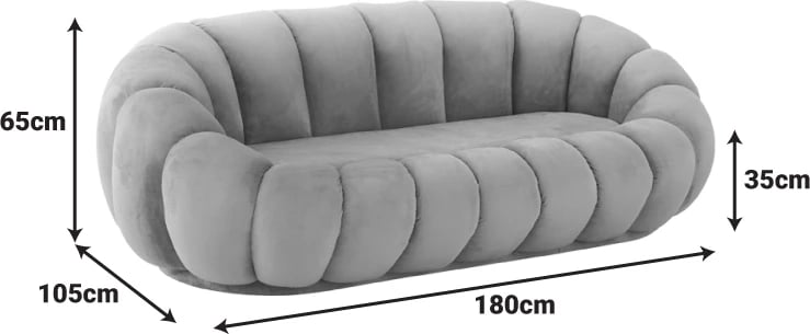 Divan Embrace, stof boucle, ngjyrë bezhë, 180x105x65cm