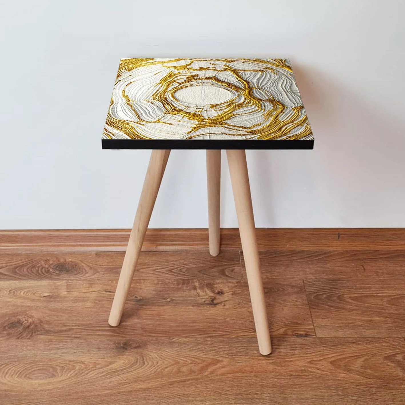 Tavolinë anësore Skye Decor, SHP101, e bardhë, ari