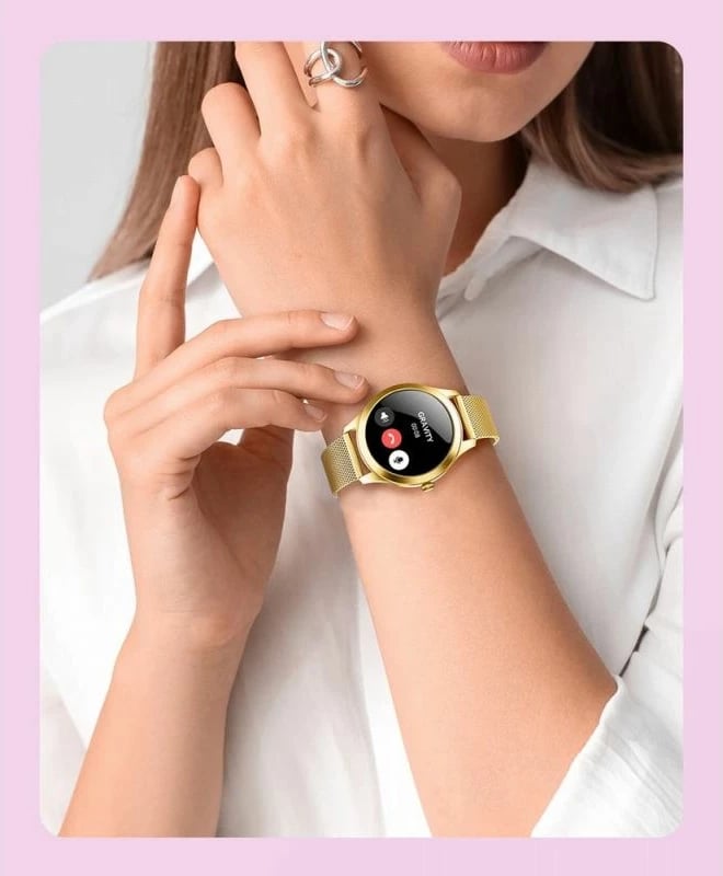 Smartwatch Gravity për femra, e bardhë e arit