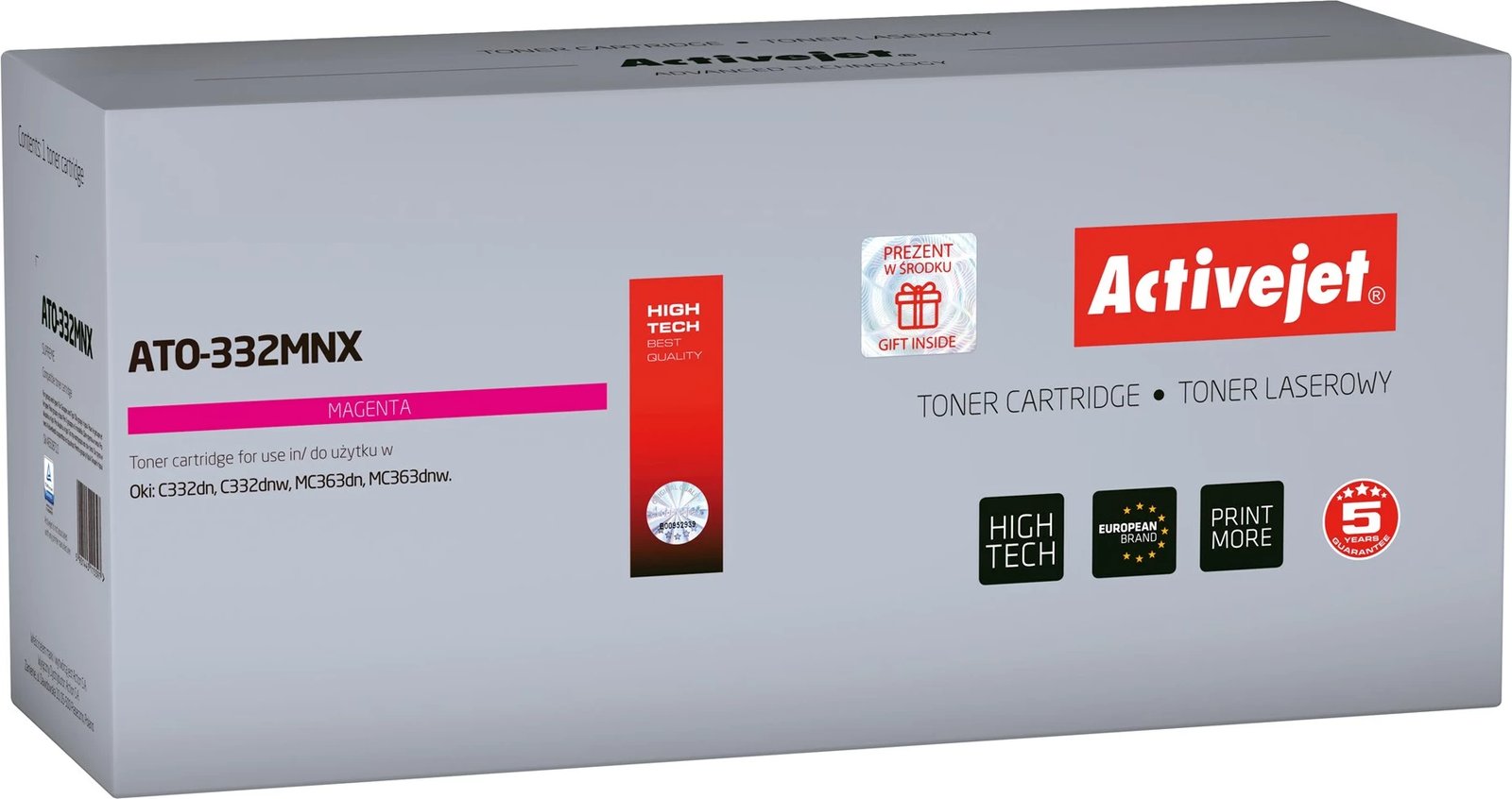 Toner zëvendësues Activejet ATO-332MNX për printer OKI, i vjollcë