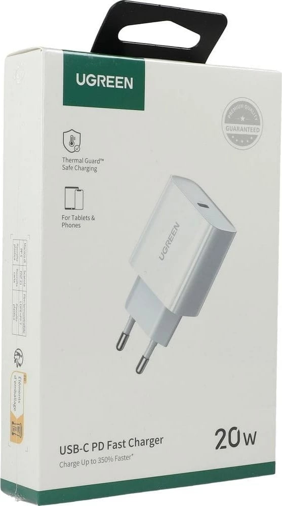 Karikues UGREEN 20W, USB-C, Power Delivery 3.0 & Quick Charge 4.0+, i bardhë