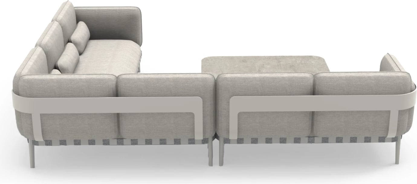 Set lounge për jashtë, 4 pjesë, PEGASUS CD6199.02, alumin i bardhë krem, litar P.E. bezhë & material OLEFIN