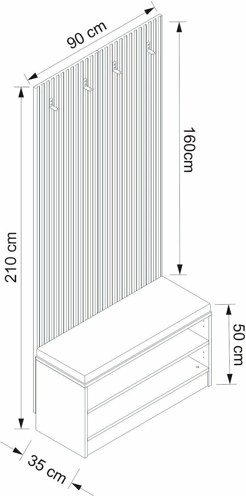 Stendë korridori Skye Decor, Noah, e bardhë, 90x210x35cm