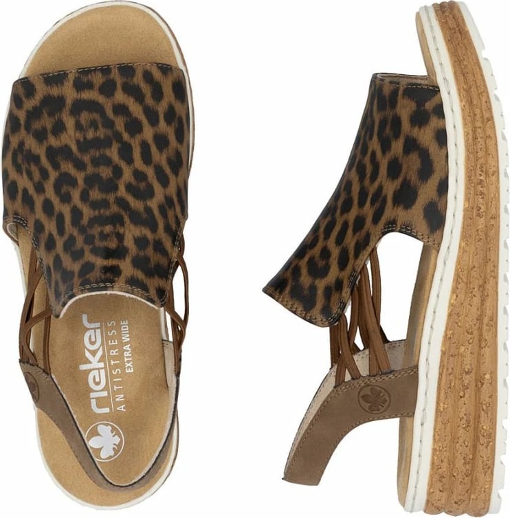 Sandale platforme femra Rieker 62741-90, leopard bezhë