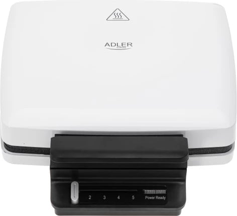 Aparat waffle, Adler AD 3085, 1200-1800W, pllaka jo-ngjitëse, kontroll temperature, 2x 9x15 cm, e bardhë
