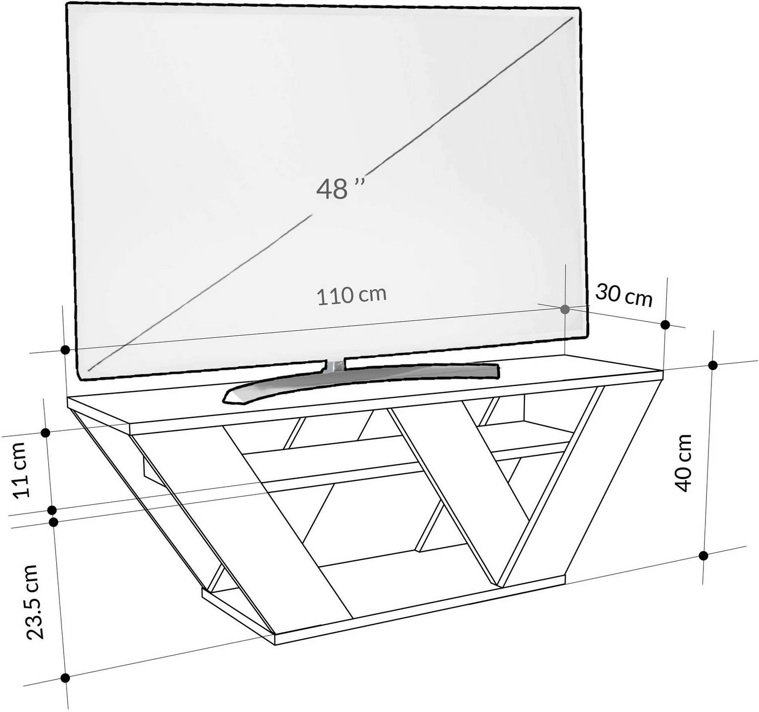 Komodë TV Skye Decor, ngjyrë mermeri Carrara