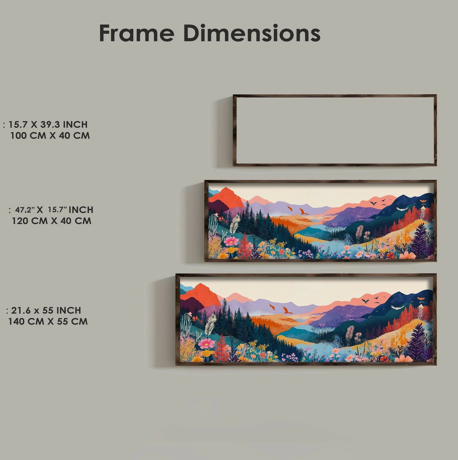 Pikturë dekorative me kornizë, MDF, shumëngjyrëshe, Wallity, EMR001, 40x120x3.5 cm