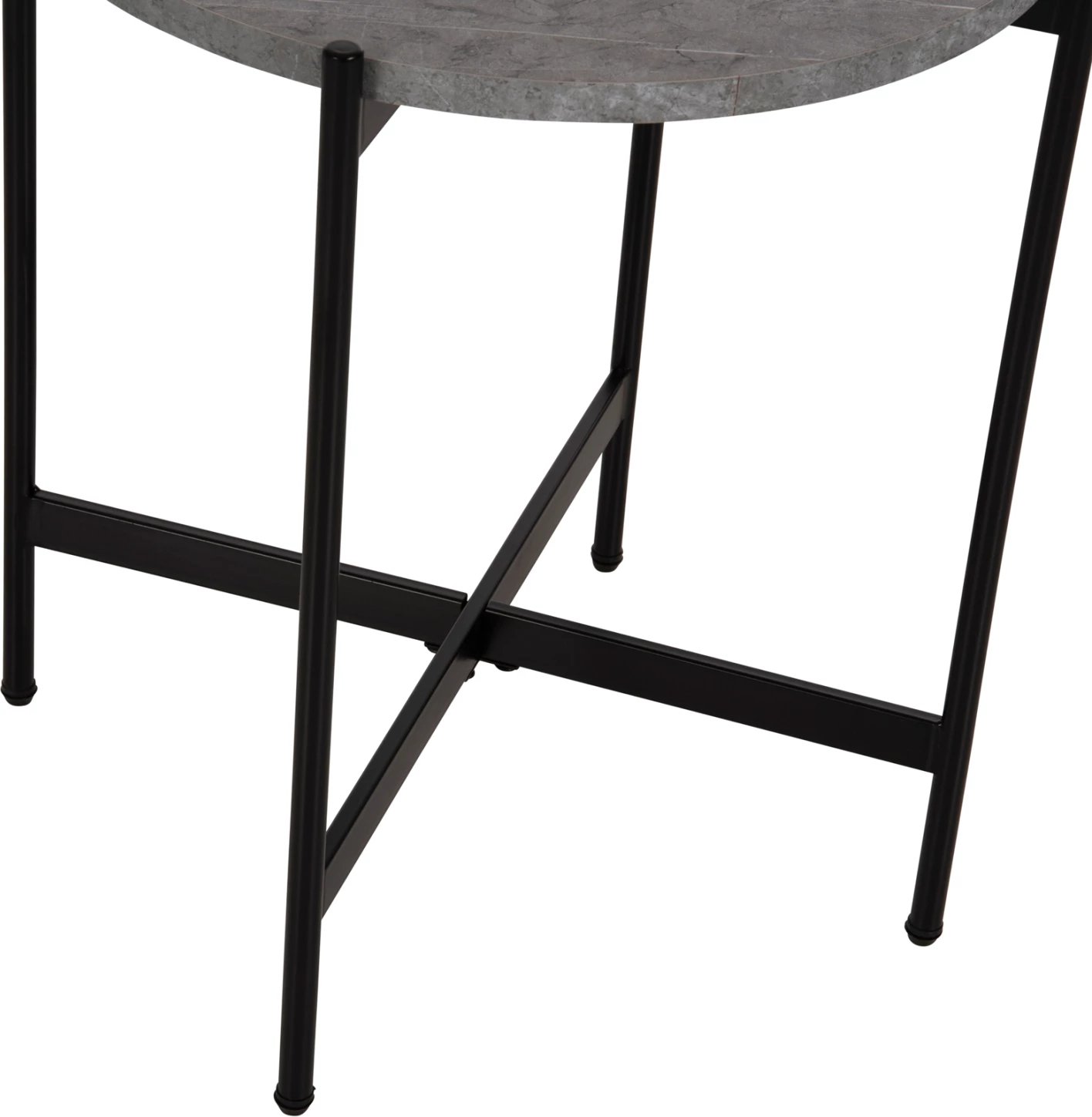 Tavolinë anësore FH9589.02 MDF mermer gri-bazë metalike e zezë Φ50x55Hcm