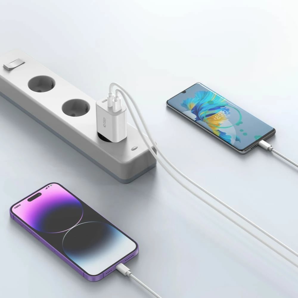 Karikues rrjeti Tech-Protect NC30W, 3 porta (2x USB-C PD 30W, 1x USB-A QC 3.0), i zi