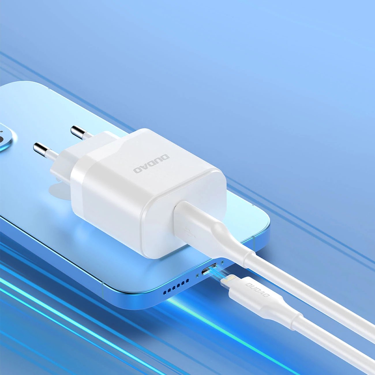 Karikues rrjeti Dudao A20EU me kabllo USB-A në USB-C, 18W, Bardhë