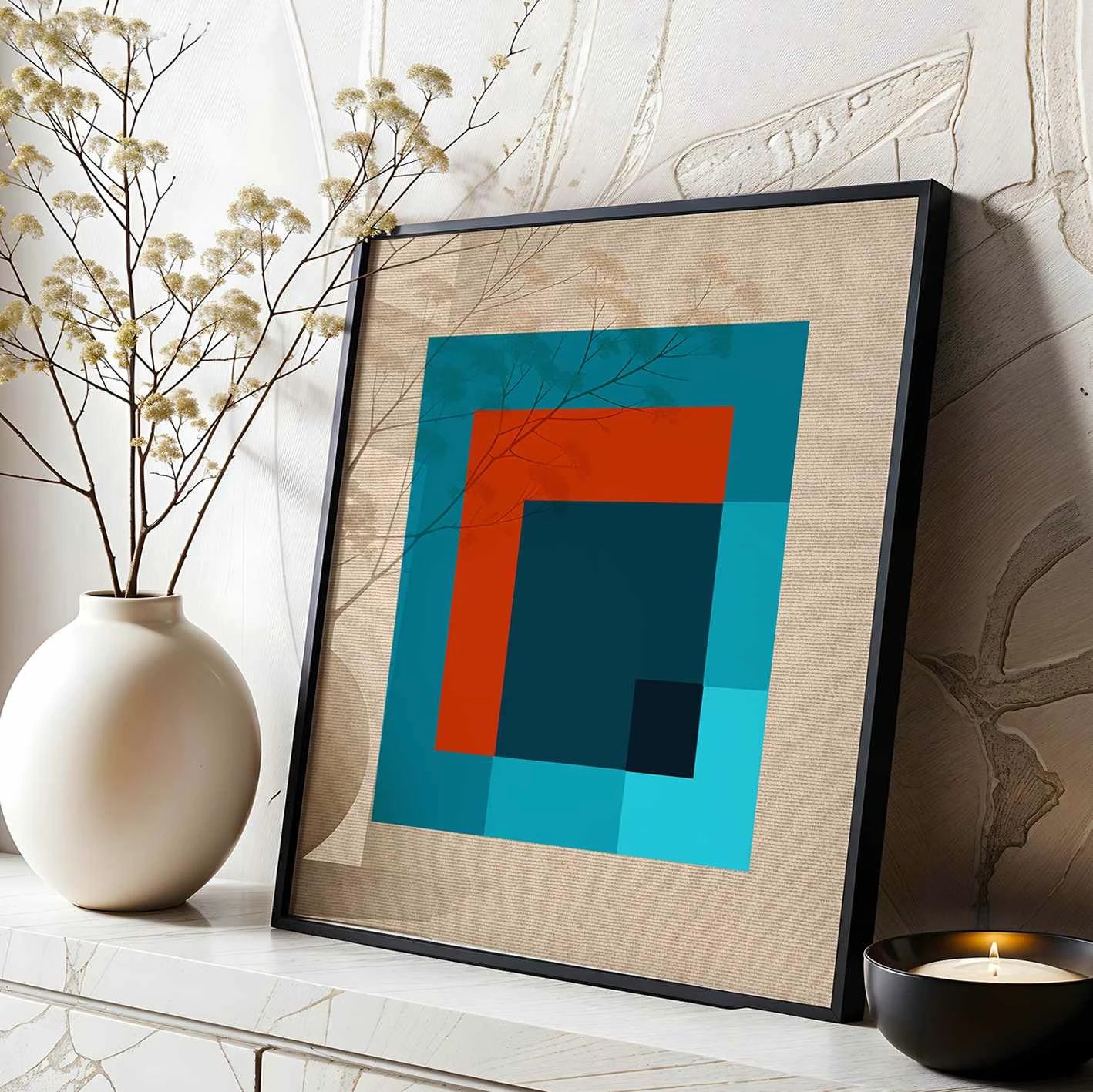 Pikturë dekorative në kanavacë me kornizë, shumëngjyrëshe, Wallity SC11372_7070, 74x74cm